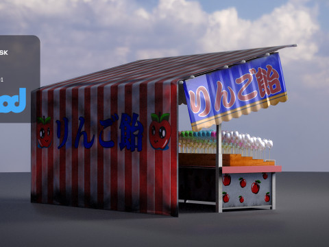Japanese Street Stall 0007 Candy Apple Model 3D