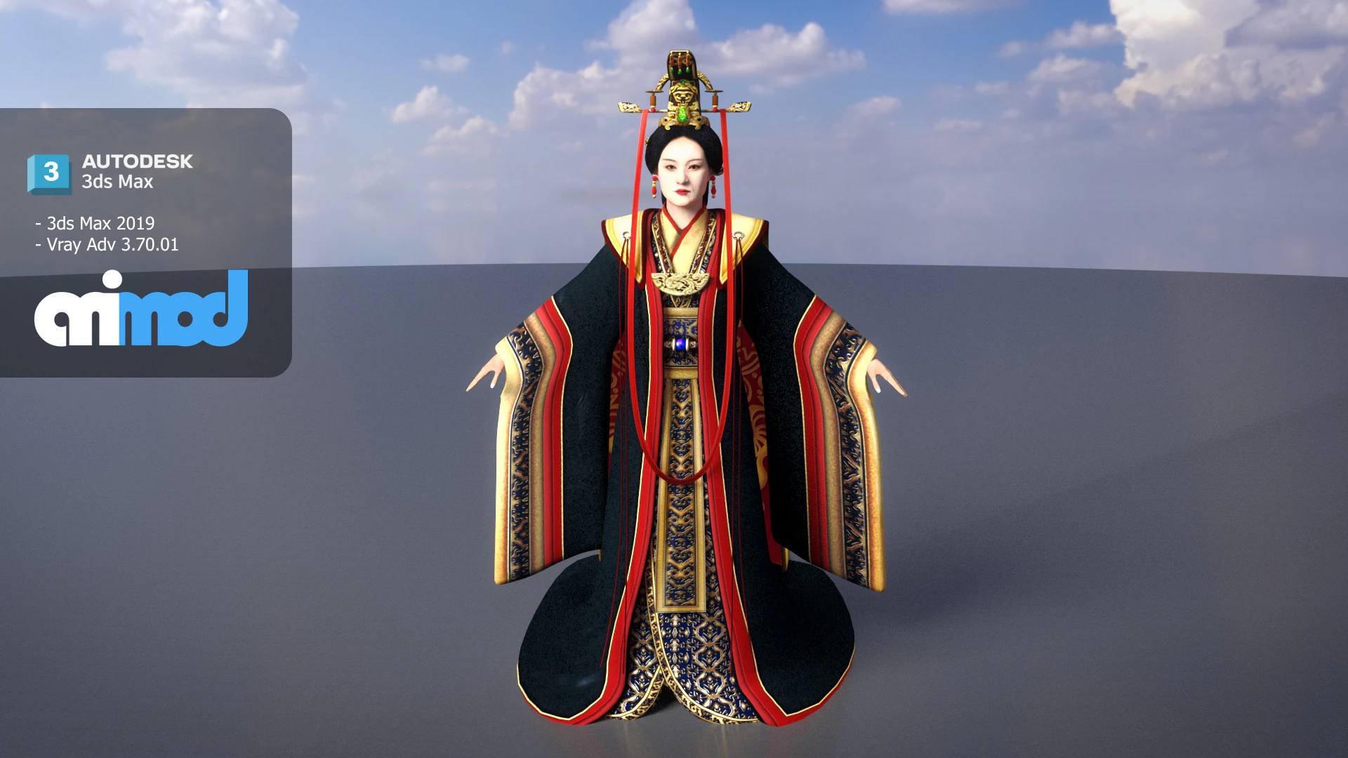 Chinese Empresses 0002 3D Model .c4d .max .obj .3ds .fbx .stl .blend