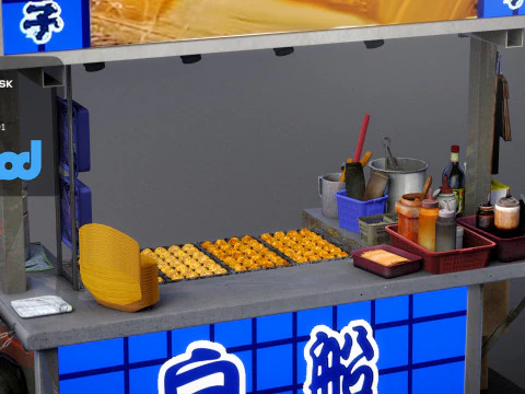 Street Vendor Octopus Balls 3D Model