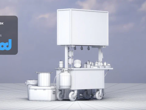 Street Vendor Octopus Balls 3D Model