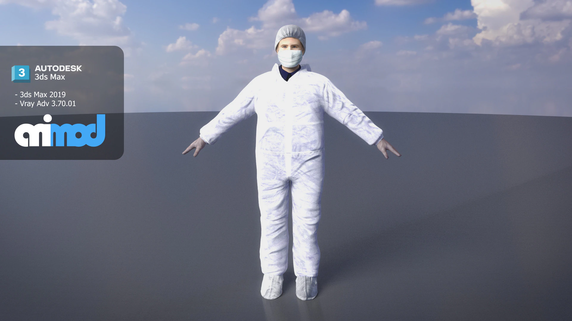 Protective Suit Man 0002 3D Model .c4d .max .obj .3ds .fbx .stl .blend 