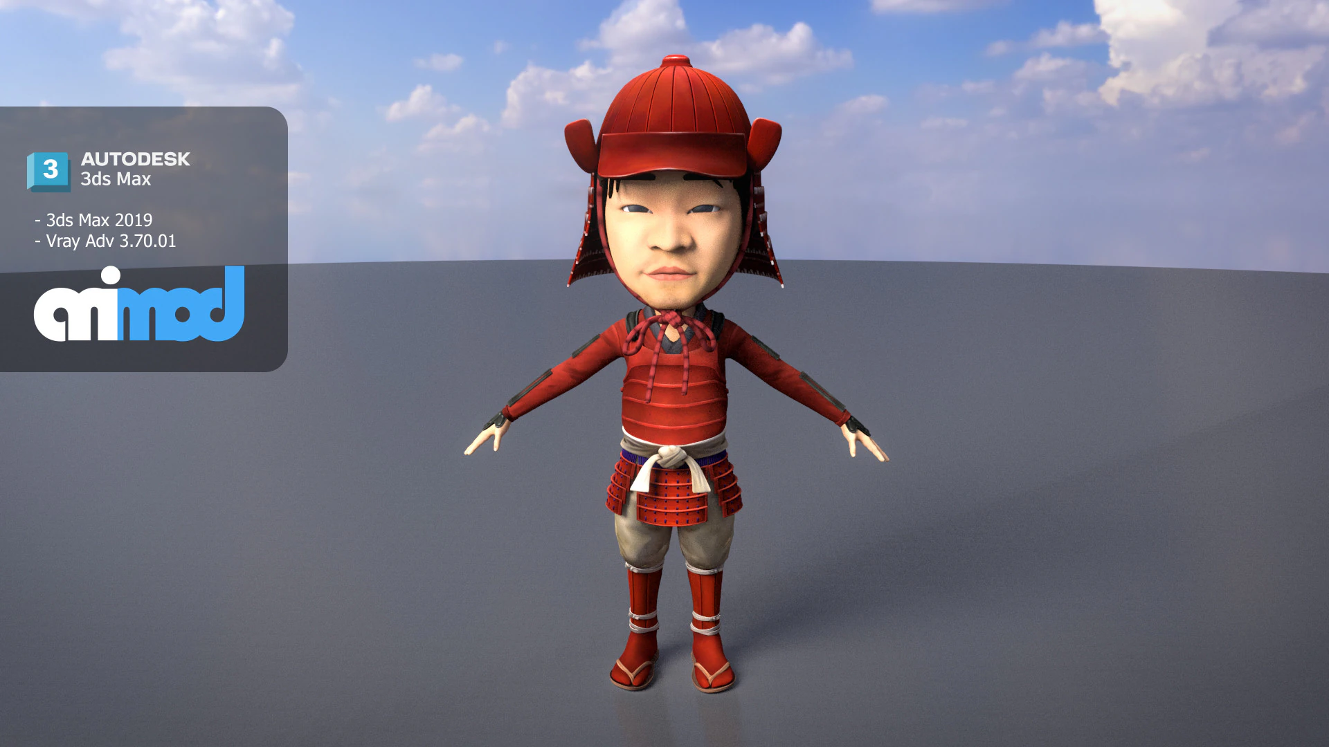 Japanese Samurai 3D Model .c4d .max .obj .3ds .fbx .stl .blend 
