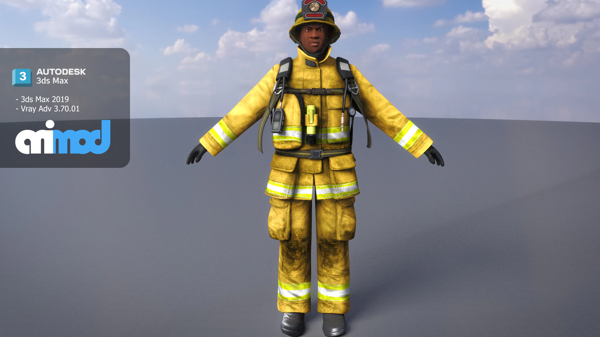 Firefighter 3D Model .c4d .max .obj .3ds .fbx .stl .blend 