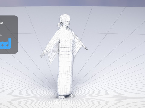 Japanese Casual Summer Kimono Girl White Yukata Girl Modelo 3D