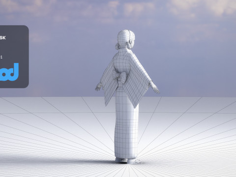 Japanese Casual Summer Kimono Girl White Yukata Girl Modelo 3D