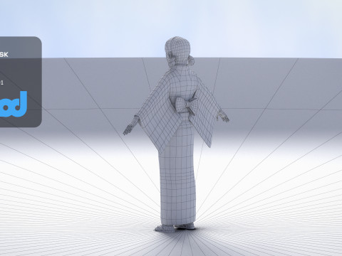 Japanese Casual Summer Kimono Girl White Yukata Girl Modelo 3D