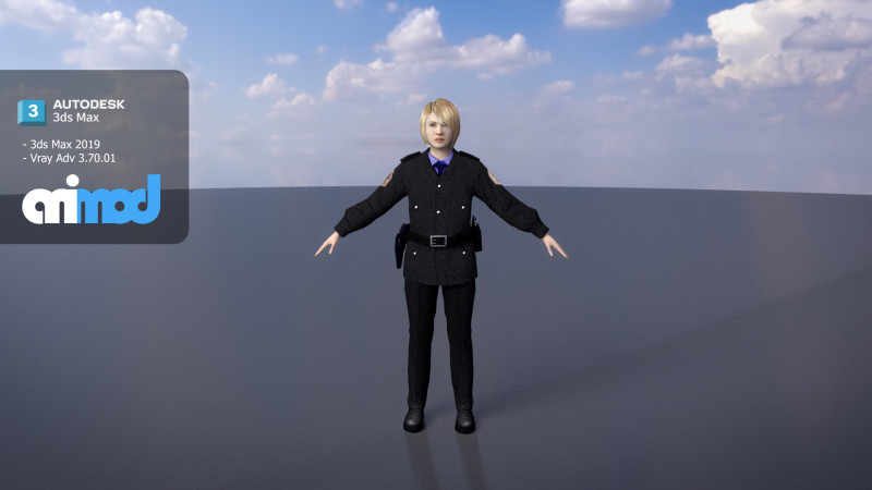 Female Police Officer 0002 3D Model .c4d .max .obj .3ds .fbx .stl .blend