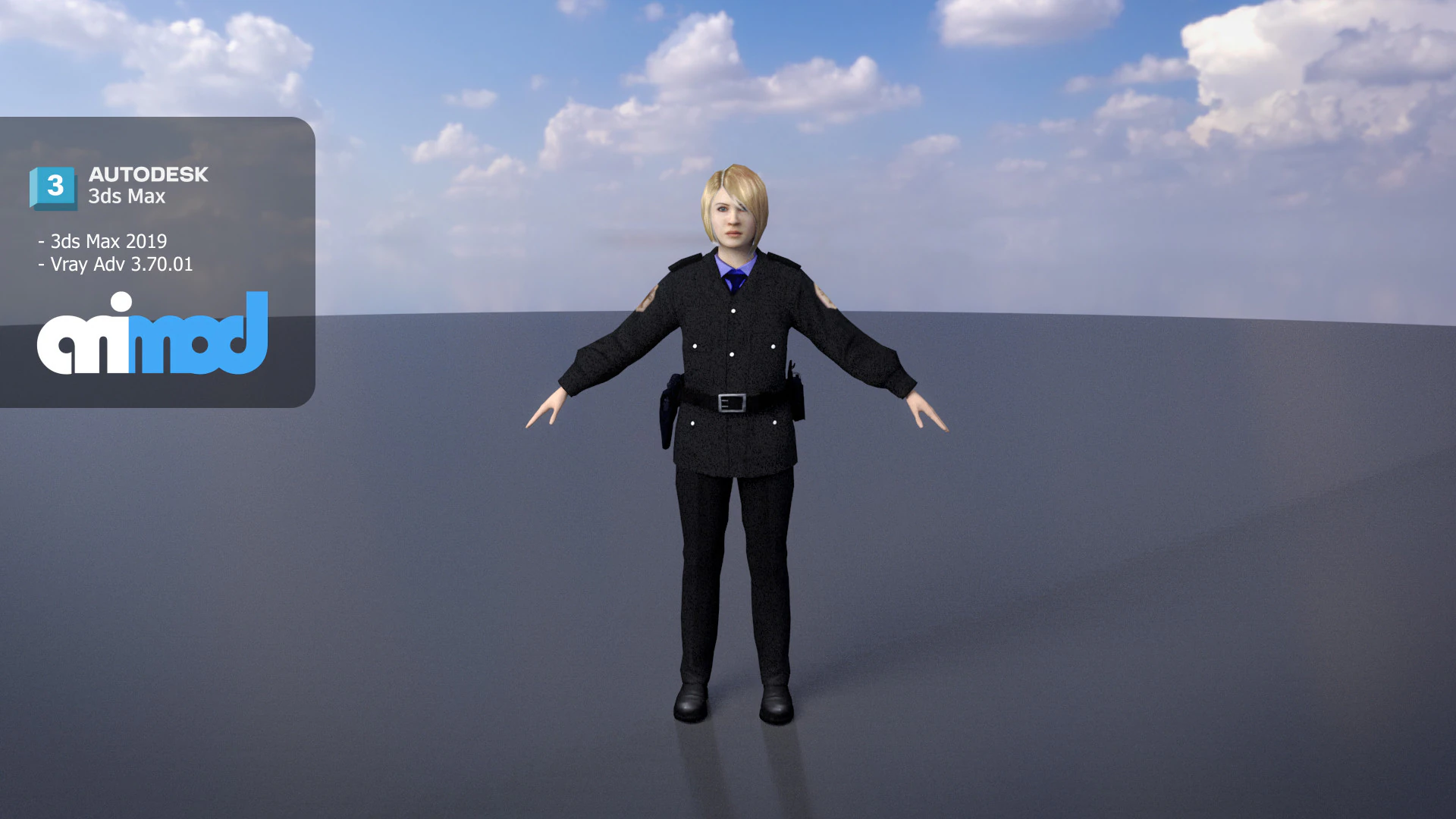 Female Police Officer 0002 3D Model .c4d .max .obj .3ds .fbx .stl .blend 