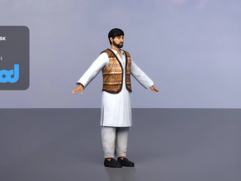 Middle Eastern Bearded Man 3D Model
