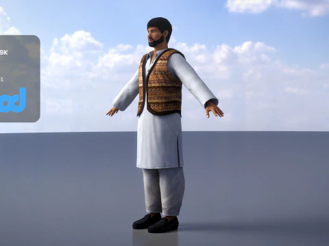 Middle Eastern Bearded Man 3D Model