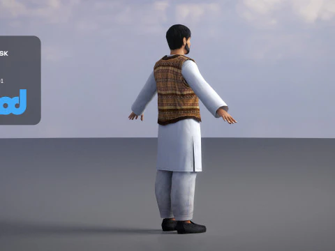 Middle Eastern Bearded Man 3D Model