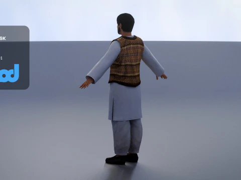 Middle Eastern Bearded Man 3D Model