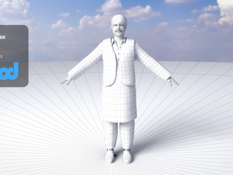 Middle Eastern Bearded Man 3Dモデル