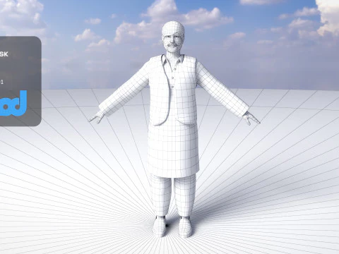 Middle Eastern Bearded Man 3D Model