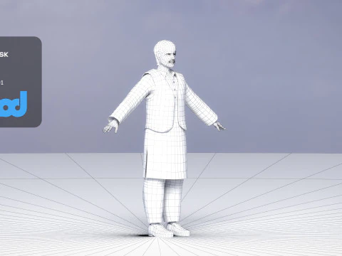 Middle Eastern Bearded Man 3D Model