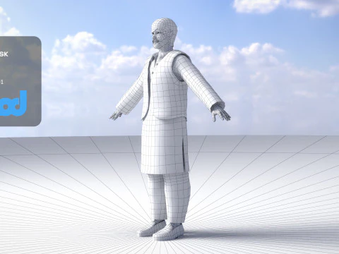 Middle Eastern Bearded Man 3D Model