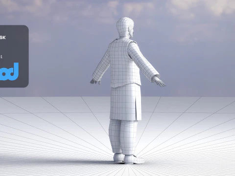 Middle Eastern Bearded Man 3D Model