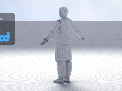 Middle Eastern Bearded Man 3D Model