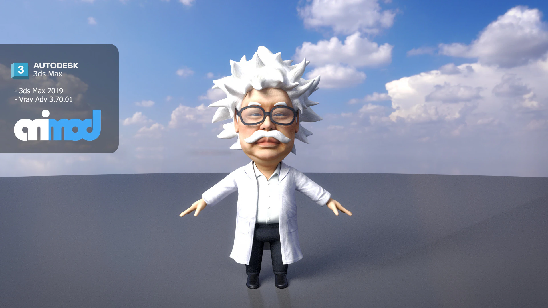 Professor With Weird Hairstyle 3D Model .c4d .max .obj .3ds .fbx .stl .blend