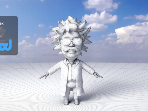 Professor With Weird Hairstyle 3D Model