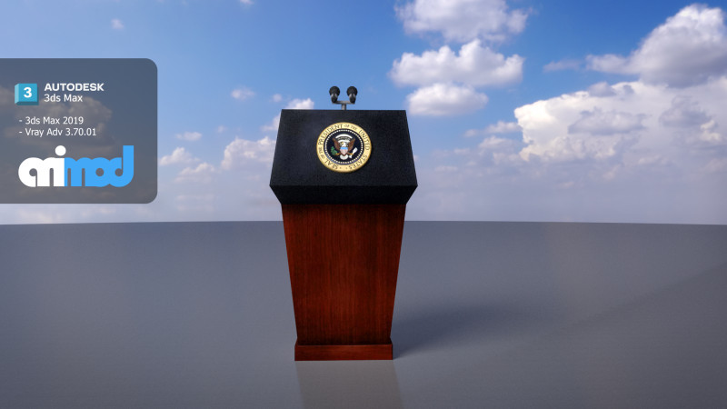 US White House Podium Model 3D .c4d .max .obj .3ds .fbx .stl .blend 