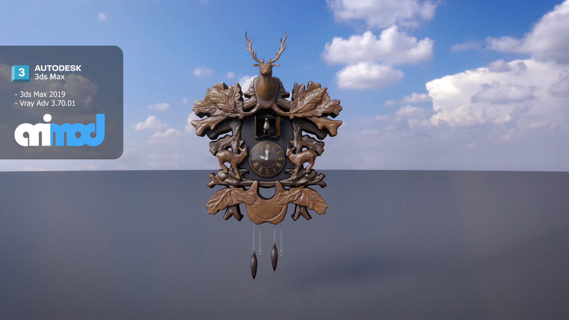 Cuckoo Clock 3D Model .c4d .max .obj .3ds .fbx .stl .blend
