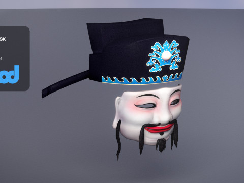 Chinese God of Wealth Mask Modelo 3D