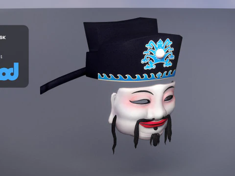 Chinese God of Wealth Mask 3D Model