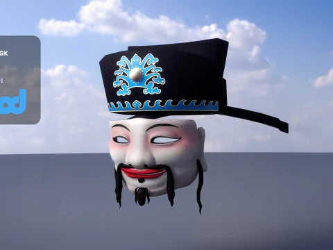 Chinese God of Wealth Mask 3D Model