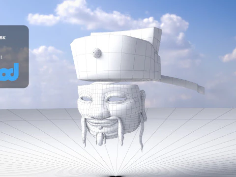 Chinese God of Wealth Mask 3D Model