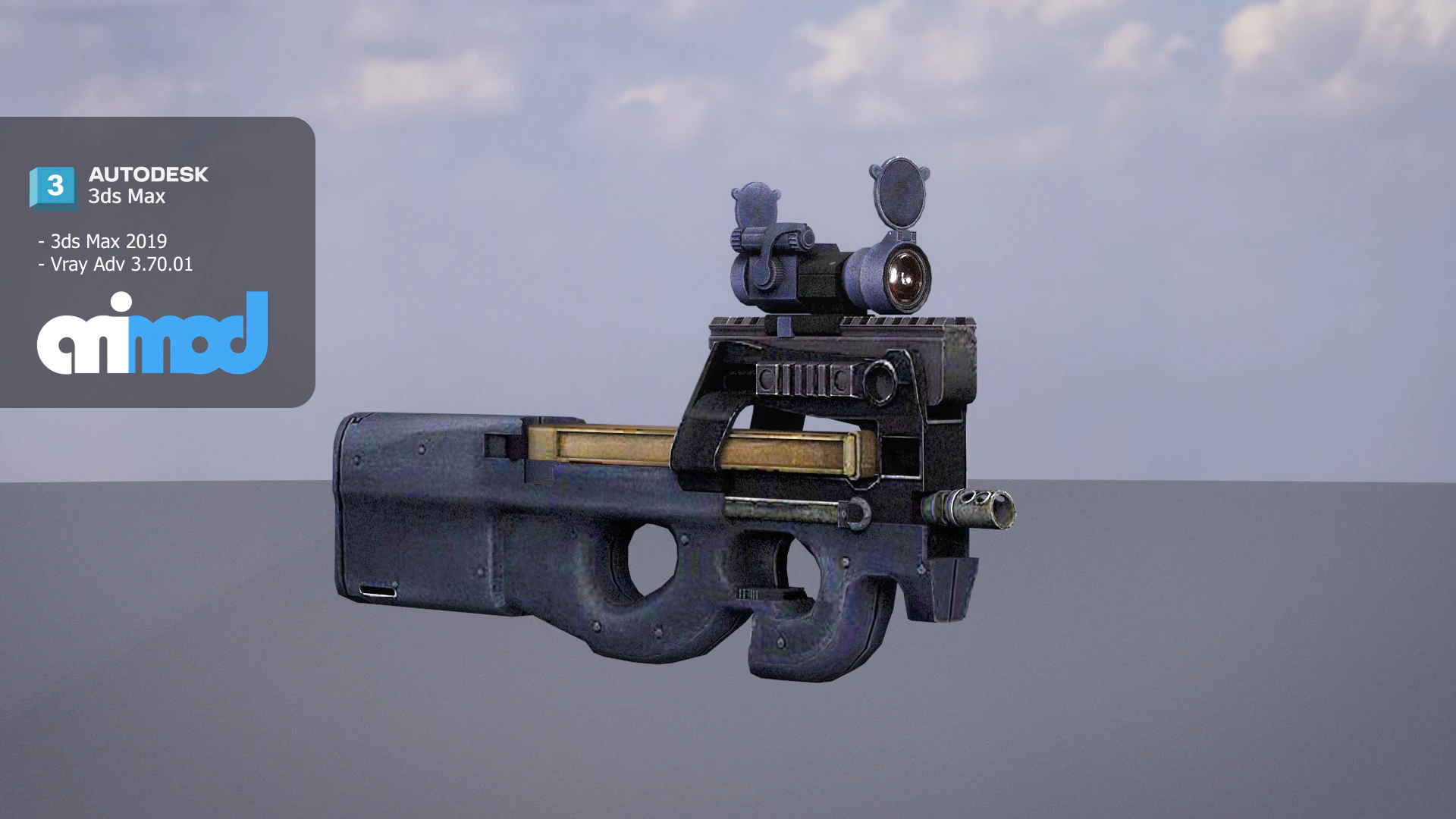 FN P90 Weapon 3D Model .c4d .max .obj .3ds .fbx .stl .blend 