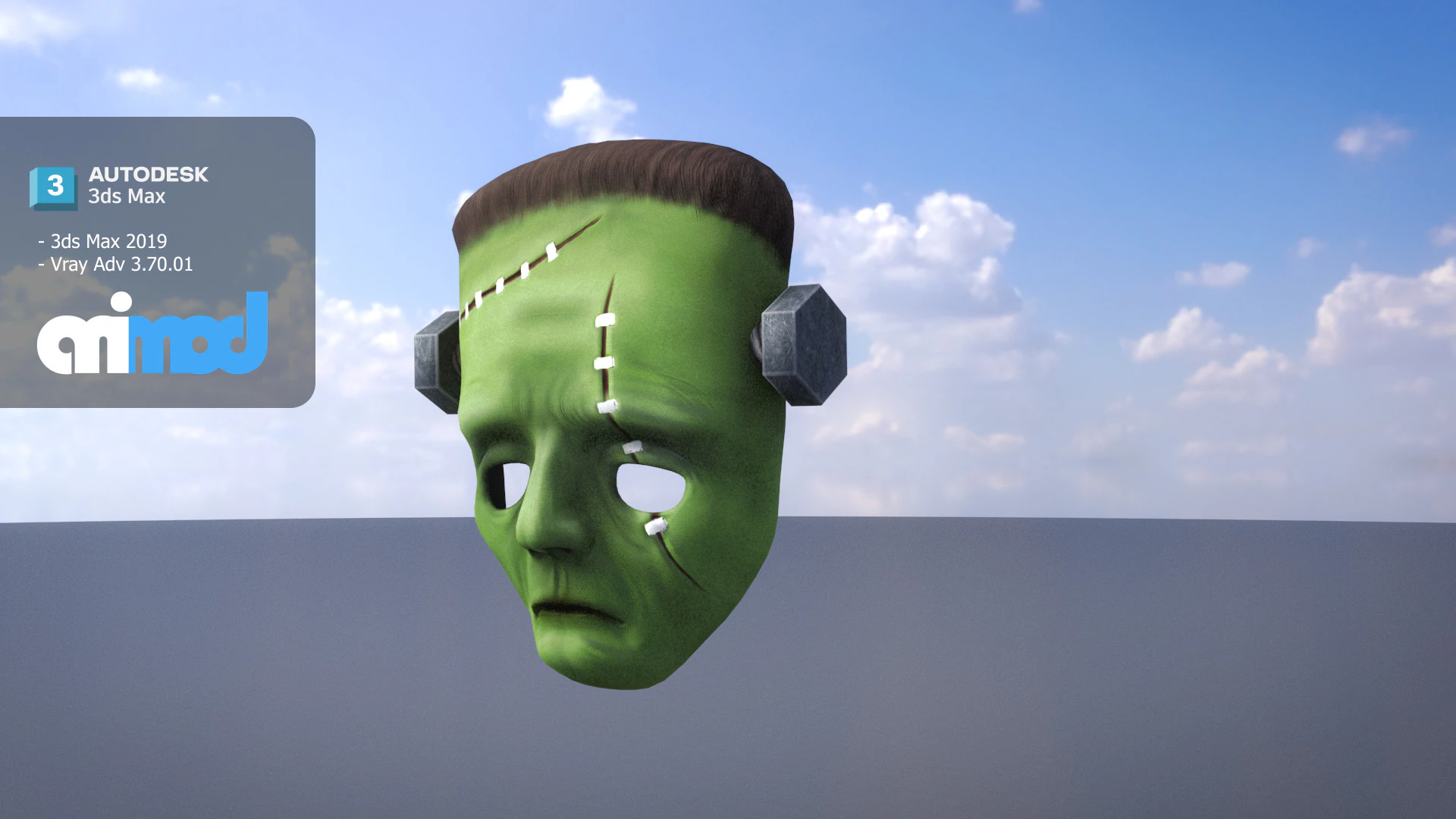 Frankenstein Mask 3D Model .c4d .max .obj .3ds .fbx .stl .blend 