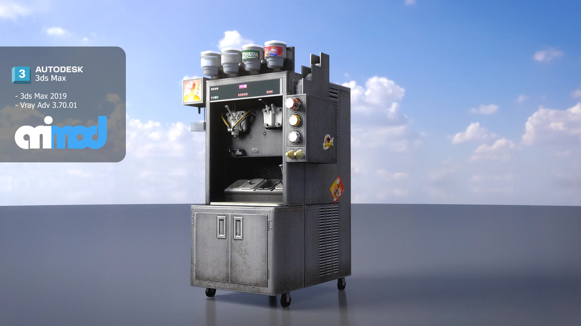 Ice Cream Dispenser 3D Model .c4d .max .obj .3ds .fbx .stl .blend