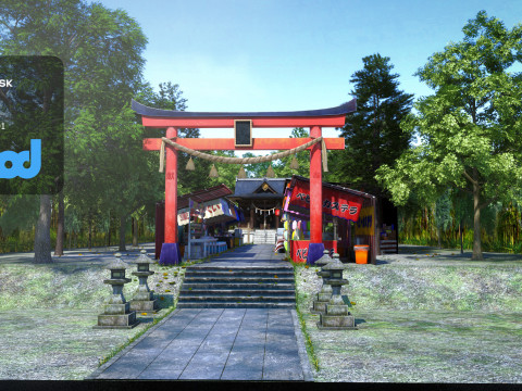 Japan Shrine Temple With Vendors 3Dモデル