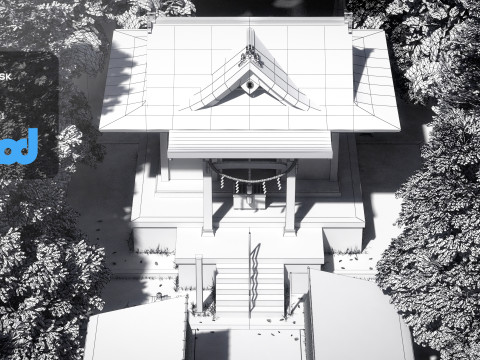 Japan Shrine Temple With Vendors 3Dモデル