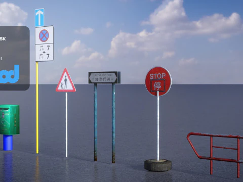 Segnale stradale di Hong Kong Modello 3D