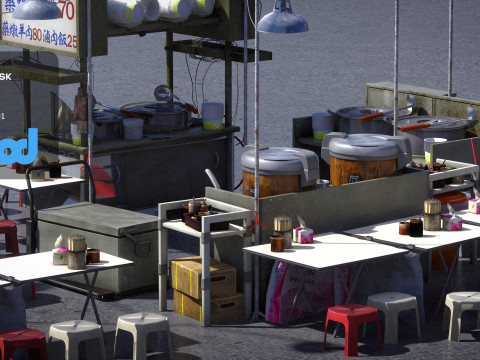 TW Ribs Stewed with Medicinal Herbs Vendor 3D Model
