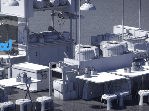 TW Ribs Stewed with Medicinal Herbs Vendor 3D Model