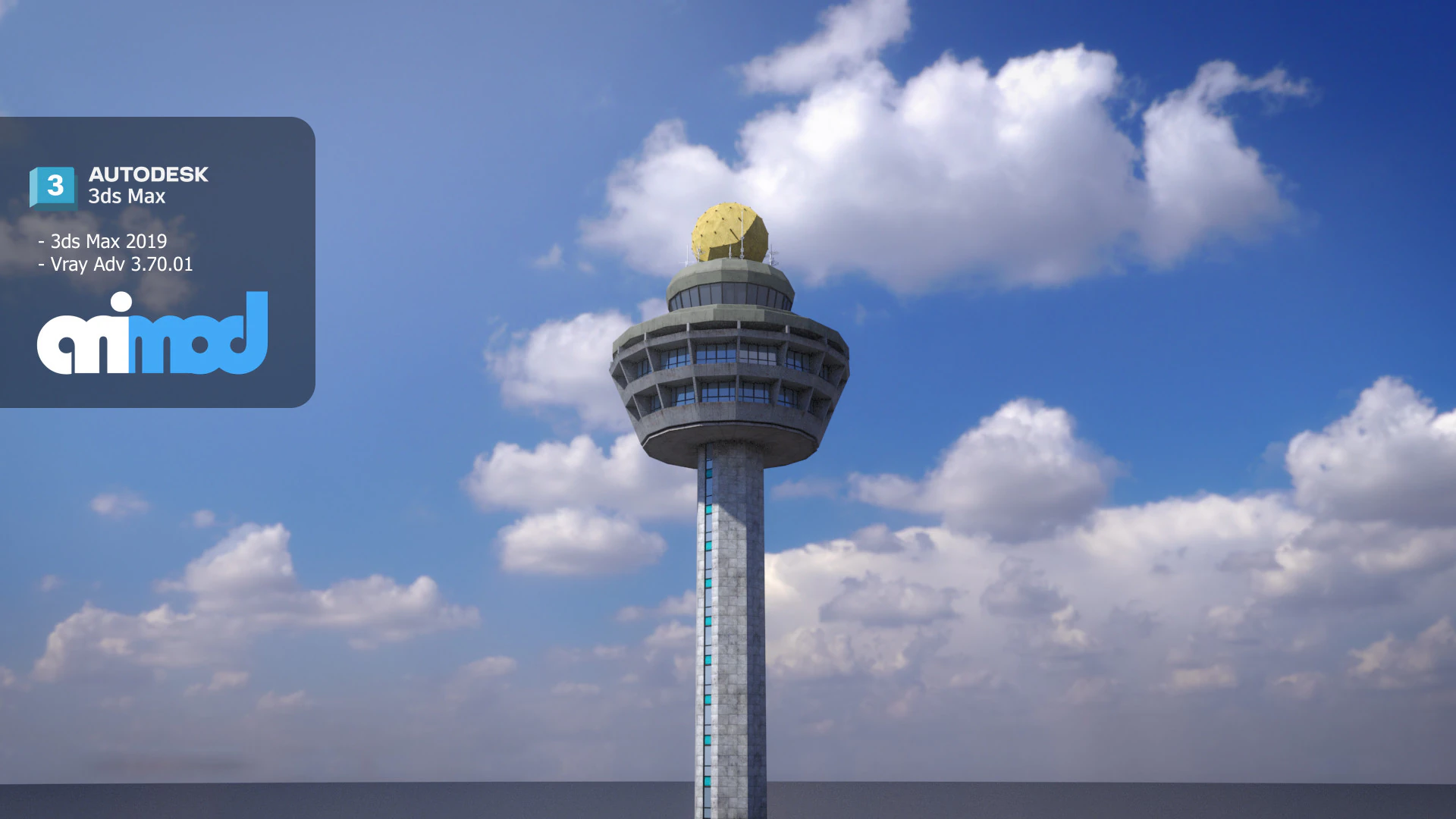 Airport Control Tower 3D Model .c4d .max .obj .3ds .fbx .stl .blend