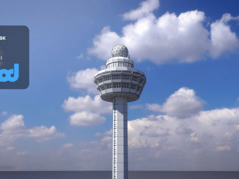 Airport Control Tower 3D Model