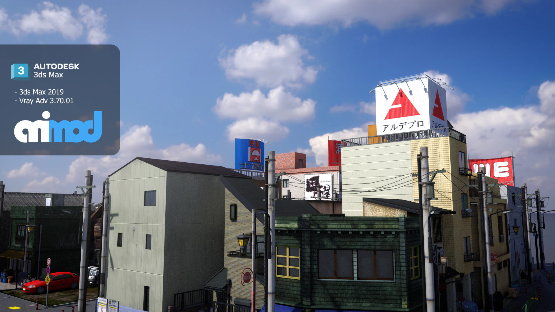 Japanese Residential Street 0001 3D Model .c4d .max .obj .3ds .fbx .stl .blend