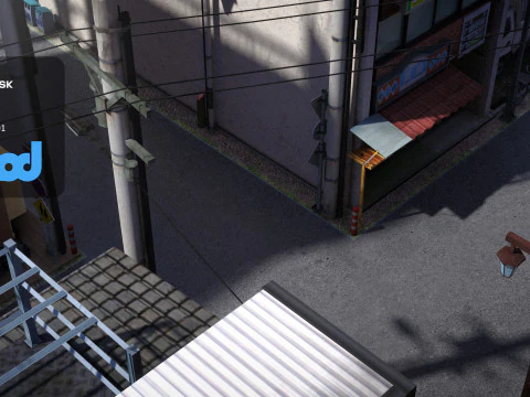 Japanese Residential Street 0001 3D Model