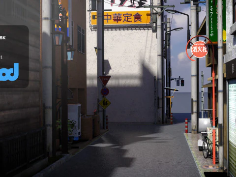 Japanese Residential Street 0001 3D Model