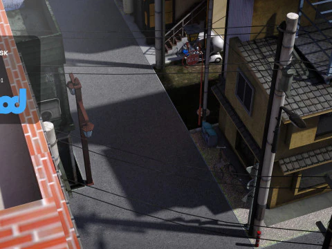 Japanese Residential Street 0001 3D Model