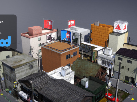 Japanese Residential Street 0001 Model 3D