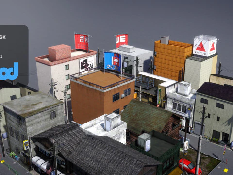 Japanese Residential Street 0001 3D Model