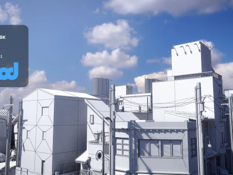 Japanese Residential Street 0001 3D Model
