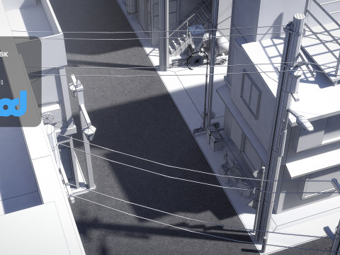 Japanese Residential Street 0001 Model 3D