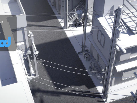 Japanese Residential Street 0001 3D Model