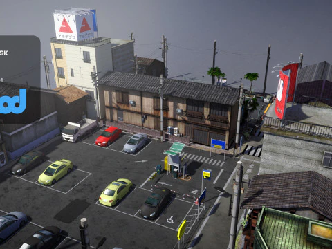 Japanese Residential Street 0003 3D Model